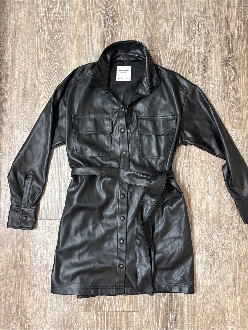 Abercrombie and Fitch Mango Faux Leather Belted Shirt Dress
